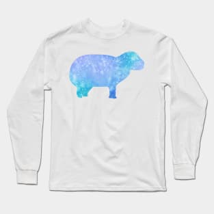 Dreamy pastel watercolor capybara silhouette Long Sleeve T-Shirt